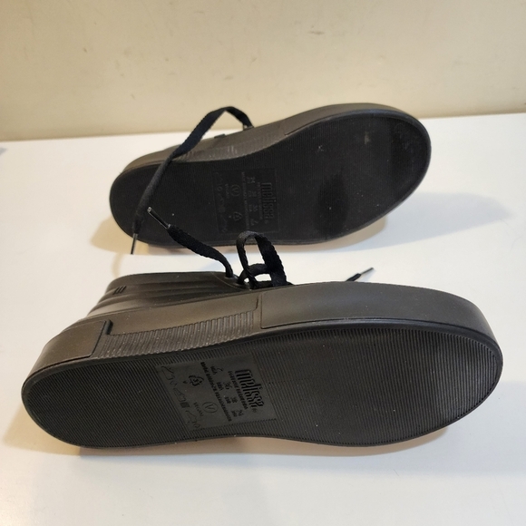 MELISSA black Rubber Lace up ankle Sneakers Rain Shoes size 7 - Picture 9 of 13